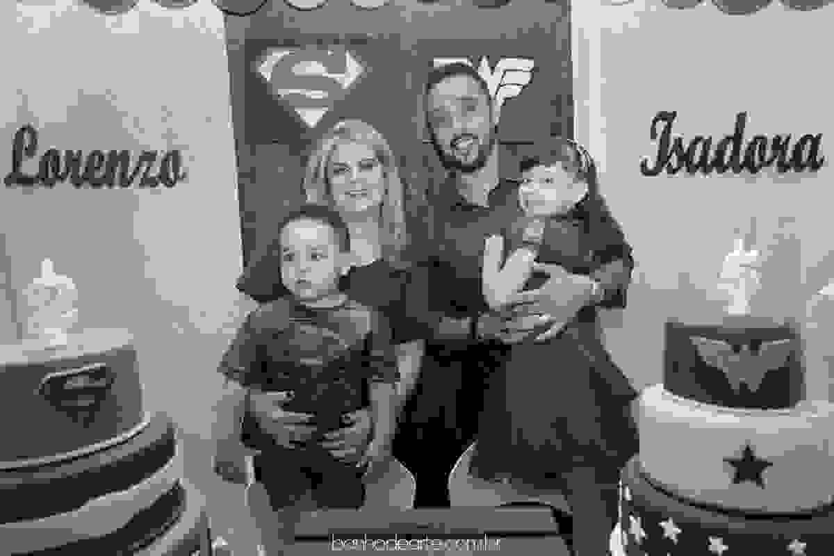 Aniversário tema Super Homem e Mulher Maravilha | Isadora e Lorenzo