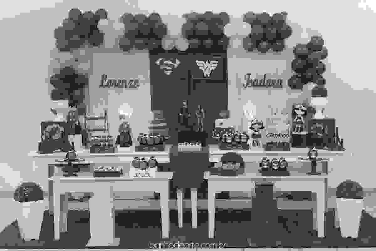 Aniversário tema Super Homem e Mulher Maravilha | Isadora e Lorenzo