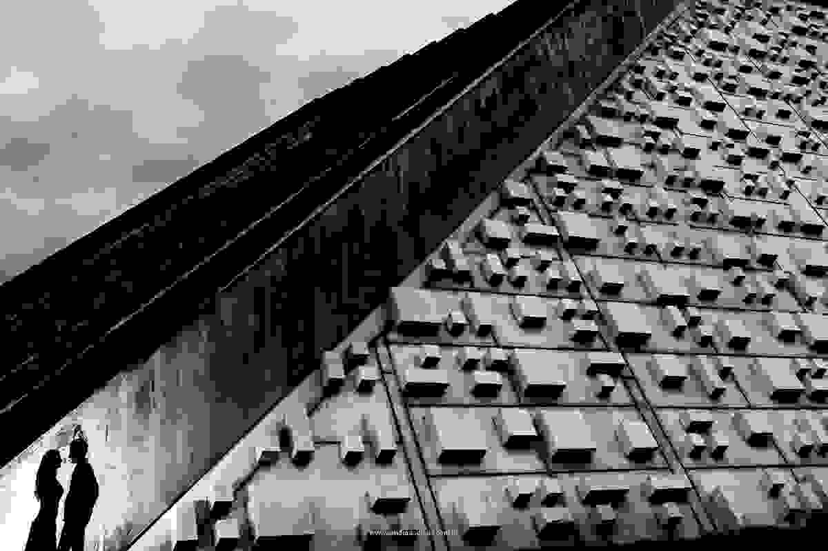 Silhueta dos noivos no teatro nacional, formas geométricas, arte