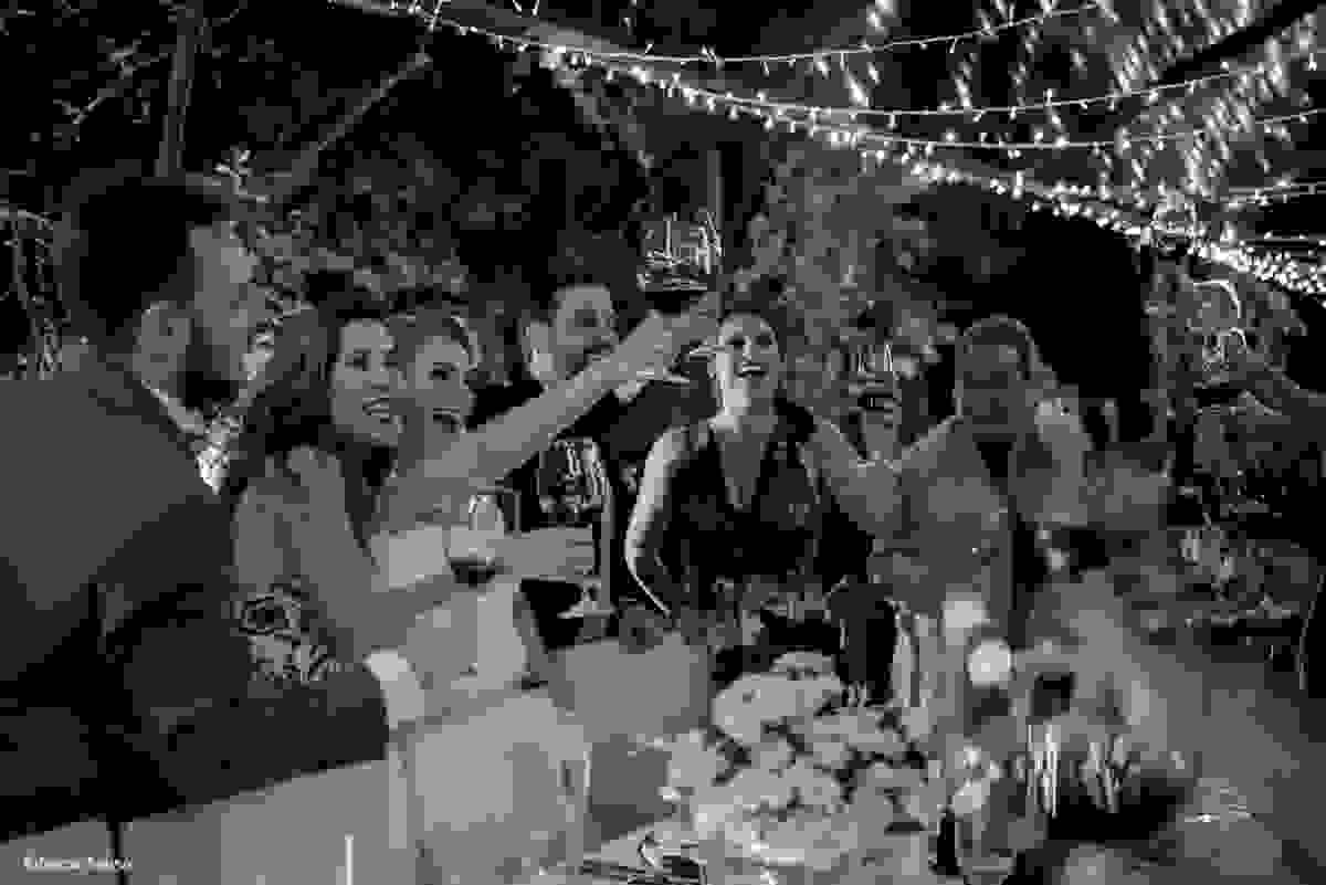 alegria no brinde da família no casamento