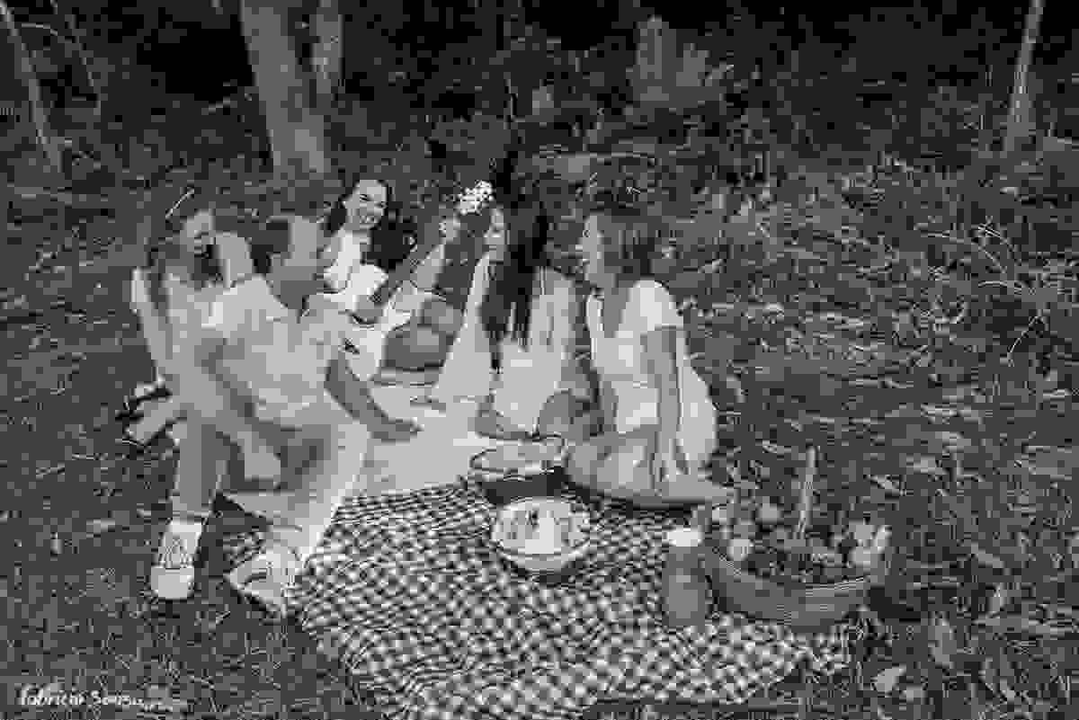 picnic com a caçula tocando violão pra família